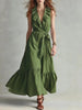 Women's V-Neck Sleeveless Lace-Up Panelled Maxi Dress – Wide Flare by FitiqueFit