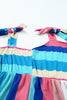 Multicolor Color Block Striped Bow Knot Straps Maxi Dress