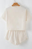 Beige Sequin Patriotic Star Cropped Tee Skort 2pcs Set by Wild and Free Boutique