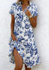 Women's Bohemian 3D Printed V-Neck Short-Sleeve Maxi Dress