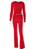 Long Sleeve Sweater And High Waist Long Pants Set by FitiqueFit