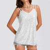 Sequin V-Neck Camisole – Rhinestone Strap Sparkly Top by FitiqueFit