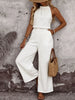 Women's Draped Neck Sleeveless Vest & Casual Pants Two-Piece Set by FitiqueFit
