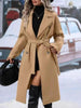 Womens Winter Coat Trend Lapel Double-breasted Trench Coat With Belt Winter Fashion Solid Color Long Jacket Outwear Women Clothing Notched Lapel Collar Double Breasted Pea Coat Winter Wool Blend Over Coats Long Jackets by Stevvex