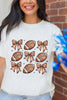 White Football Fashion Bow Print Cotton Blend T Shirt by Wild and Free Boutique
