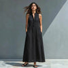 Women's Stand-Collar A-Line Maxi Dress – Resort & Vacation Style by FitiqueFit