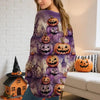 Women’s Hollow Out Batwing Top – Halloween Pumpkin Print Blouse by FitiqueFit