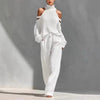 Women's Long-Sleeve Turtleneck Top & Pants Set – Elegant 2-Piece by FitiqueFit