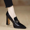 Women's Retro Chunky Heel Pointed Toe Pumps – Slip-On Office Heels by FitiqueFit
