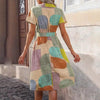 Boho Floral Midi Dress for Women – V-Neck Short Sleeve Summer Casual Dress by FitiqueFit