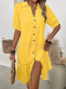 Women's Puff Sleeve Ruffled Hem Mini Dress – Solid Color by FitiqueFit