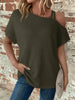 Asymmetrical Neck Short Sleeve T-Shirt by Simply Love