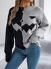 Women’s Spooky Pumpkin Contrast Long-Sleeve Pullover Sweater by FitiqueFit