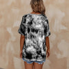 Women's Tie-Dye Print Drawstring T-Shirt – Loose Fit, Short Sleeve, Casual by FitiqueFit