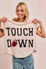 BiBi Game Day Touchdown Letter Patches Waffle Short Top by Wild and Free Boutique