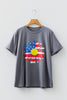 Gray Flag Pattern Sunflower Graphic Crew Neck Tee by Wild and Free Boutique