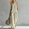 Women's Sleeveless Printed Tank Top & Wide-Leg Pants Two-Piece Set by FitiqueFit