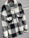 Autumn And Winter Long Sleeve Double Pocket Plaid Furry Coat Women