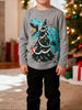 Children's Dinosaur Christmas Tree Graphic Long Sleeve T-Shirt by Simply Love
