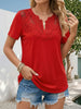 Women's Pearl-Trim Hollow-Out T-Shirt – Loose Fit, Short Sleeve, Casual Chic by FitiqueFit