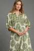 Matcha Green Full Size Print Midi Dress Plus Size Boho Chic Dress Lightweight Women Dress by Stevvex
