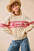 BiBi Christmas Theme Patterned Cable Knit Sweater by FitiqueFit