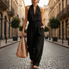 Women's Knitted V-Neck Slim-Fit Cropped Jumpsuit by FitiqueFit
