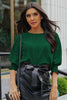 White Plain & Casual Shirred Cuffs Half Sleeve Top
