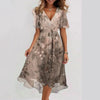 Chiffon Print V-Neck Dress – Elegant Two-Piece Set Midi Dress