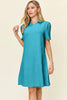 Double Take Full Size Texture Collared Neck Short Sleeve Dress Textured Dress For Women by Stevvex