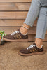 Coffee Contrast Lace-up Leopard Patchwork Detail Faux Suede Shoes by Wild and Free Boutique