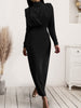 Ruched Turtleneck Long Sleeve Dress
