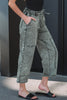 Smoke Gray Acid Wash Barrel Fit Denim Pants with Waist String by Wild and Free Boutique