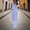 Women’s V‑Neck Button‑Front Vest & High‑Waist Pants Set by FitiqueFit
