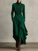 Women's Cross-Wrap High-Neck Long-Sleeve Maxi Dress by FitiqueFit