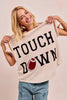 BiBi Game Day Touchdown Letter Patches Waffle Short Top by Wild and Free Boutique