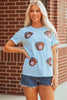 Light Blue Gopher Ball Sequin Patched Casual T Shirt by Wild and Free Boutique