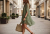 Women's V-Neck Chiffon Batwing Sleeve Boho Resort Dress by FitiqueFit