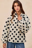 BiBi Polka Dot Sherpa Half Zip Up Top with Side Pocket by FitiqueFit