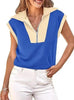 Fisoew Color‑Block Half‑Zip Polo Sweatshirt