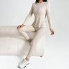 Women’s Ribbed Knit Long‑Sleeve Tee & Pants Lounge Set by FitiqueFit