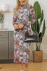 Printed Long Sleeve Midi Slim Dress