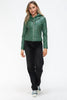 Women Classic Snobbish Faux Leather Zip-Up Drawstring Hooded Jacket Edgy & Casual PU Leather Jacket For Streetwear by Stevvex