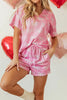 Bowknot Printed Notched T-Shirt and Shorts Set by Simply Love
