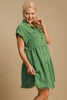 Green Full Size Button-Down Shirt Dress Plus Size Casual & Simple Lightweight Dress by Stevvex