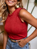 Women's Ribbed Stretchy Sleeveless Tank Top – Wide Strap Crew Neck by FitiqueFit