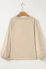 Beige Solid Color Raw Seam Patchwork Baggy Sweatshirt by Wild and Free Boutique