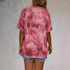 Women's Tie-Dye Print Drawstring T-Shirt – Loose Fit, Short Sleeve, Casual by FitiqueFit