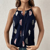 Women’s Feather Print Notch V-Neck Camisole Vest by FitiqueFit