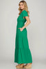 Surplice Short Sleeve Tiered Maxi Dress With Pockets For Women – Fluttering, Elegant and Versatile Maxi Dress with Surplice Neckline and Pockets by Stevvex